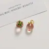 Japonés y coreano primavera y verano hoja verde rosa vidrio durazno aretes collar pulsera diy accesorios de joyería colgante colgante