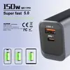 Nuevo Cargador de 150W para Todos los Protocolos, Pequeño Electrodoméstico de Viaje, Cabezal de Carga Rápida con Múltiples Puertos A+C Cabezal de Carga Gris