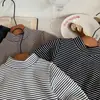 Ropa interior térmica de invierno Muno para niños, ropa de abrigo para niños, estilo coreano para niños, top de cuello medio alto engrosado, bebé con rayas, manga larga