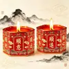 Vela Hexagonal Seis Vias Lâmpada de Vela de Lata de Ferro Vermelho Dourado Vela de Aroma Auspiciosa Lâmpada de Oferenda para Festivais Domésticos Fonte de Artesanato