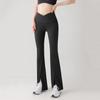 Pantalones acampanados con abertura en la cintura y escote en V para mujer, pantalón de yoga informal de cintura alta, estilo tiburón, ropa exterior para otoño