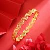 Pulsera de hebilla de torsión trenzada color oro arena estilo antiguo hojas de alto relieve aleación de cobre hueca pulsera para hombre y mujer estilo celebridad de internet