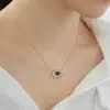 Collar Ojo de la Suerte de Plata de Ley S925 con Incrustaciones de Circonita, Candado Colgante Versátil Ojo Azul Full Diamante