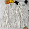 Conjunto de Pijama de Manga Larga y Pantalón Largo para Mujer Estilo Bosque Conejito Estilo Ins Coreano Tela Arrugada de Alto Valor Primavera y Otoño Foto Real Venta al por Mayor