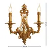 Luminária de parede retrô estilo europeu toda em cobre Lâmpada frontal para espelho de corredor de vila Iluminação decorativa para parede de fundo de sala de estar, sala de jantar, quarto Lâmpadas