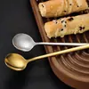 Cuchara pequeña redonda de acero inoxidable, cuchara para café, cuchara para pasteles y postres, cuchara mezcladora para leche en polvo y miel, cuchara mezcladora con mango largo para nido de pájaro al por mayor