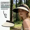 Chapéu Dobrável Grande com Viseira UV para Proteção Solar Feminina, Chapéu de Sol de Palha de Aba Larga para Verão, Chapéu Anti-UV para Uso Externo