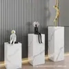 Suporte de flores em laje de pedra de piso para entrada de sala de estar, suporte de vaso de flores para casa, base de ornamento de pedra, pilar de laje de pedra