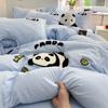 Roupa de Cama Classe A Conjunto de Quatro Peças Cor Sólida Algodão Desenho Animado Toalha Bordada Capa de Edredom Amigável à Pele Lavável Algodão Kit Fofo para Dormitório de Estudante