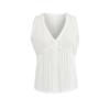 Top de encaje blanco empalmado de verano 2025 para mujer, puro, lustroso, sexy, cuello en V profundo, ajustado, sin mangas, con tiras