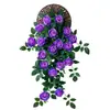 Revestimiento de pared de enredadera de rosas artificiales de alta gama y realista, adecuado para decorar paredes de sala de estar, con follaje y enredaderas de flores artificiales, incluyendo plantas colgantes