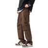 Pantalones Cargo Negros Casuales Versátiles Estilo Americano para Primavera y Otoño, Pantalones Cargo Paracaídas para Primavera y Otoño, Holgados Modernos Funcionales Geniales Streetwear