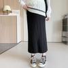 Ropa de Maternidad Moda Otoño e Invierno Falda de Punto Ajustada a la Cadera para Mujeres Embarazadas de Longitud Media con Abertura Falda Recta de Cintura Alta