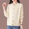 Outono/Inverno 2026 Novo Estilo Coreano Cor Sólida Solto Roupa Externa Elegante Casaco Suéter Gola Redonda Cardigan Tricot Top para Mulheres