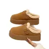 Pantuflas Esponjosas para Mujer Ropa de Exterior 2026 Nuevas de Invierno con Felpa Adentro Puntera Cerrada de Algodón Suela Gruesa Medias Pantuflas Birkenstock Botas de Nieve para Mujer