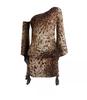 25Ss Nuevo Diseño Nicho Valle Vadeante Sexy Estampado Leopardo Corte al Bies Chifón Mangas con Volantes Cintura Baja Cadera Vestido