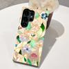 Adecuado para Funda de Teléfono Móvil Samsung S26Ultra, Color Chapado en Oro Ventana Diseño Floral, Estilo Artístico de Lujo Ligero, Cubierta Protectora de Película de Doble Capa