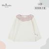 2026 Nuevo Algodón Puro Clase A Bebé Cuello Dulce de Pétalos Color Sólido Manga Larga Suave Elegante Versátil Camiseta Básica para Bebé