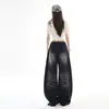 Jeans largo jovem cor laranja # Design de lavagem 'bigode de gato' para mulheres, solto e emagrecedor, calça de perna curva versátil e moderna