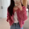 Cardigan de punto de diseño tejido texturizado de cuello redondo estilo Chanel retro otoño e invierno chic coreano top para mujer