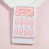 24 Peças de Dia dos Namorados Coração Gradiente Rosa Patch de Unha Postiça Francesa Estilo Igual Transfronteiriço Europeu e Americano Lote