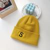 Gorro de Invierno Transfronterizo para Mujer, Gorro de Punto, Estilo Coreano, Versátil para Estudiantes, Gorro de Punto Cálido con Letra S de Celebridad de Internet Harajuku, Gorro para Clima Frío