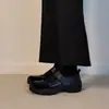 Zapatos Mary Jane Negros de Velcro Versátiles Vintage para Viajar para Mujer Modelo Nuevo 2026 Piel Genuina Boca Baja Zapatos Planos de Cuero con Suela Gruesa