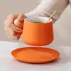 Estilo Nórdico Design de Nicho Doméstico Caneca de Café Azul Klein Conjunto de Xícara e Pires de Cerâmica Caneca de Chá Caneca
