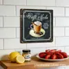 Placa de Hierro Decorativa de Café con Cruz 20 30cm Cuadrada Hoja de Hierro Estañado Pintura Tablero Visual Publicitario de Menú