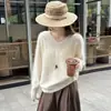 Suéter de lana para mujer, suéter con forro polar, suéter de punto liso de ajuste holgado para otoño e invierno, capa base, top de cachemira, estilo moderno, fabricante