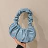 Bolsa de Mano para Mujer Estilo Coreano de Comercio Exterior Nueva Bolsa Plegada Nube de Color Sólido Bolso Sencillo para Mujer Debajo del Brazo Bolso de Hombro Dulce