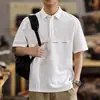Camisa polo minimalista de manga corta estilo japonés, camisa holgada de talla grande para hombre, camiseta casual de verano extragrande con cuello de solapa