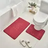 Tapete de Chão Cor Sólida com Relevo Pedra Veludo Coral, Tapete Absorvente de Água Antiderrapante para Banheiro, Tapete para Pé de Vaso Sanitário Resistente a Manchas e Desgaste