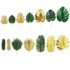 Planta Artificial Transfronteiriça Folha de Tartaruga Decoração de Casa Casamento Dourada com Haste Planta Folha de Tartaruga Paisagismo Folha Artificial
