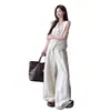 Conjunto de top sin mangas estilo Chanel para mujer, atuendo de verano para mujeres petite, moda de verano pura y elegante, conjunto de dos piezas con pantalones de pierna ancha