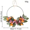 Corona Decorativa de Flores Artificiales Estilo Europeo Transfronterizo Rosa de Otoño y Hoja de Arce Colgante de Puerta Decoración de Acción de Gracias Aro de Hierro Corona Colgante de Pared