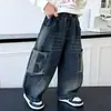 Pantalones Cargo Sueltos de Moda para Niños de Primavera y Otoño Estilo Coreano Jeans Modernos y con Estilo para Niños y Niños Pequeños