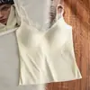 Camisola Sexy Blanca de Encaje con Escote en V Profundo y Espalda Descubierta para Mujer con Almohadillas de Sujetador Incorporadas, Top Base de Verano