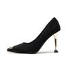 9333-1 Zapatos de Tacón Alto para Mujer Puntera Metálica Gamuza Tacón de Aguja Zapatos para Ir al Trabajo Zapatos Profesionales Estilo Diario Blanco Francés Gama Alta