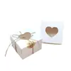 Pacote com 24 Caixas de Papel Kraft para Bolo com Janela em Formato de Coração para Doces Festa de Dia dos Namorados Caixas para Muffins Caixas para Presente de Aniversário