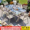 Conjunto de mesa e cadeira para exterior da Família Mo, pátio jardim, mesa de rocha esmaltada, mesa de chá de liga de alumínio para exterior, combinação de mesa e cadeira de luxo leve