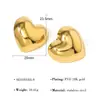 Pendientes Elegantes de Estilo Minimalista de Moda con Diseño de Corazón Tridimensional Chapados en Oro de 18 Quilates Pendientes Versátiles Chapados en Oro para Mujer