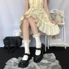 Calcetines de Botín de Encaje de Malla de Doble Capa con Felpa de Algodón Calcetines de Tubo Medio de Chica Japonesa Lindos
