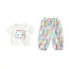 Conjunto de Verano para Niñas 2026 Nuevo Elegante Pantalones de Manga Corta Anti-Mosquitos para Niños Conjunto de Ropa Delgada de Dos Piezas para Bebés de Verano