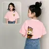Camiseta de manga corta para niña 2026 nuevo estilo, top casual holgado de manga corta de algodón puro elegante para verano para bebés niñas