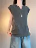 Chaleco de Espiga Estilo Americano con Cuello en V para Hombres y Mujeres, Camiseta Deportiva de Verano sin Mangas para Fitness, Corte Limpio de Manga Corta de Peso Pesado