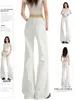 Jeans Blancos de Cintura Alta Acampanados para Mujer, Tendencia Otoño e Invierno Nuevo Estilo, Pantalones de Pierna Ancha Sueltos de Campana, Pantalones Bootcut