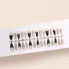 Estilo Nuevo de Chica Hot Dulce y Fresca, Estilo Ojo de Gato Francés Negro, 30 Piezas de Uñas Postizas, Uñas Pre-fabricadas Portátiles Versátiles y Elegantes
