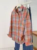 Camisa Xadrez Transfronteiriça para Mulheres, Solta de Manga Longa Estilo Primavera e Outono, Versátil Casual Design Retrô Americano, Jaqueta Camisa Estilo Coreano