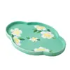 Bandeja de begonia de cerámica pintada a mano Youjianli, posavasos, accesorios para juego de té casero, bandeja de té pequeña, bandeja para té seco, bandeja para bocadillos de té